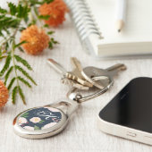 Personalisierte Key Chain White Floral Blume auf d Schlüsselanhänger (Seite)