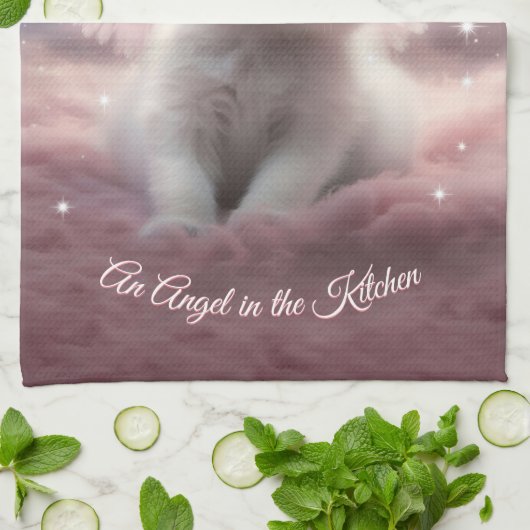 Personalisierte KI-Generierte Kitten Angel Wings Geschirrtuch (Gefaltet)