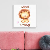 Personalisierte Kids-Affirmation | Strong Lion Leinwanddruck (Insitu (Wohnzimmer))