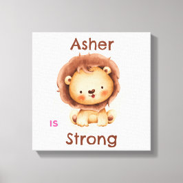 Personalisierte Kids-Affirmation | Strong Lion Leinwanddruck
