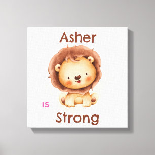 Personalisierte Kids-Affirmation Strong Lion Leinwanddruck