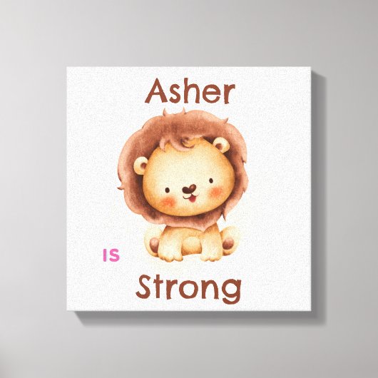 Personalisierte Kids-Affirmation | Strong Lion Leinwanddruck (Vorderseite)