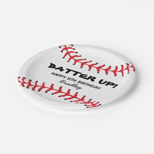 PERSONALISIERTE KIDS BASEBALL BIRTHDAY TELLER (Schrägansicht)