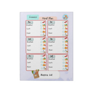 Personalisierte Kid's Meal Plan+Nutrition Karo Box Notizblock