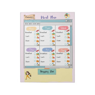 Personalisierte Kid's Meal Plan+Nutrition Karo Box Notizblock