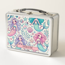 Personalisierte Kid's Mermaids Metall Brotdose
