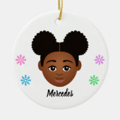 Personalisierte Kids Naturhaar Keramik Ornament (Vorne)