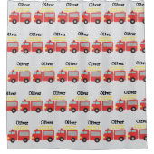 Personalisierte Kids Red Fire Truck Duschvorhang (Vorderseite)