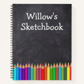 Personalisierte Kid's Sketchbook Pencils Notizblock (Vorderseite)