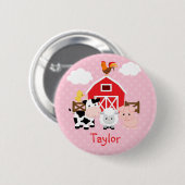 Personalisierte Kids-Tasten für Landtiere (rosa) Button (Vorne & Hinten)