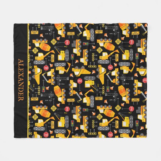 Personalisierte kids Wasserfarbenkonstruktionsfahr Fleecedecke (Vorderseite (Horizontal))