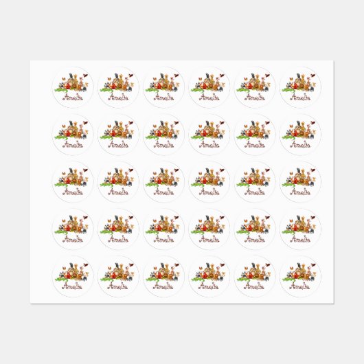 Personalisierte Kidtiere Etiketten (Blatt)