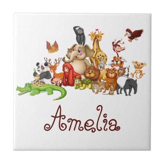 Personalisierte Kidtiere Fliese (Vorderseite)