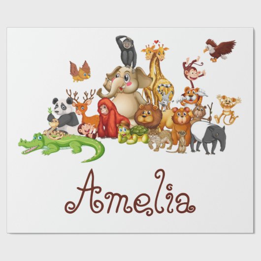 Personalisierte Kidtiere Geschenkpapier (Flach)