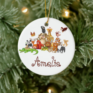 Personalisierte Kidtiere Keramik Ornament
