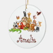 Personalisierte Kidtiere Keramik Ornament (Links)