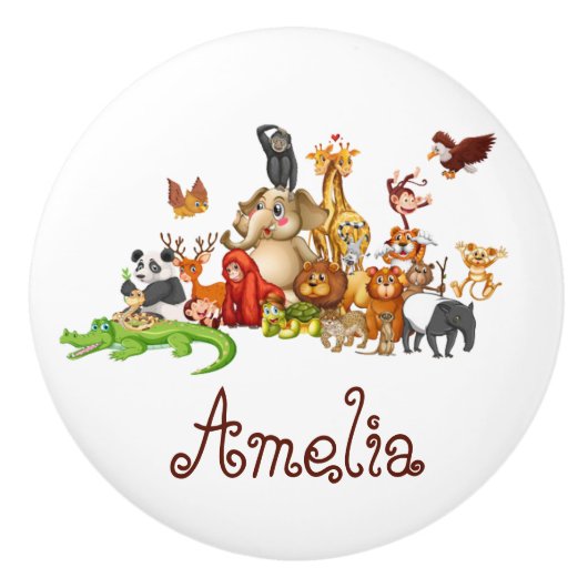 Personalisierte Kidtiere Keramikknauf (Vorderseite)