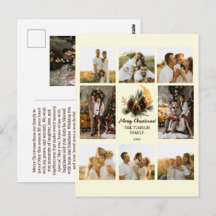 Personalisierte Kiefernzapfen und Mond-Weihnachtsd Postkarte