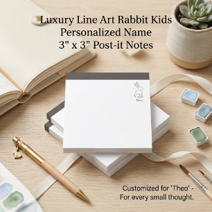 Personalisierte Kinder 3x3 Minimalistische Linie Post-it Klebezettel