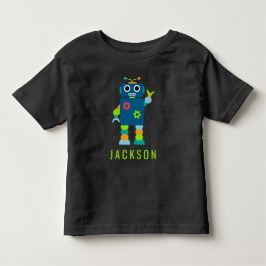 Personalisierte Kinder Adlige Robot Boys Blue Kleinkind T-shirt (Vorderseite)