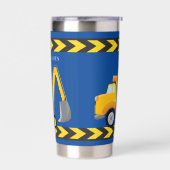 Personalisierte Kinder aus dem blauen Baufahrzeug Thermobecher (Links)