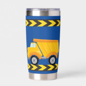 Personalisierte Kinder aus dem blauen Baufahrzeug Thermobecher (Rückseite)