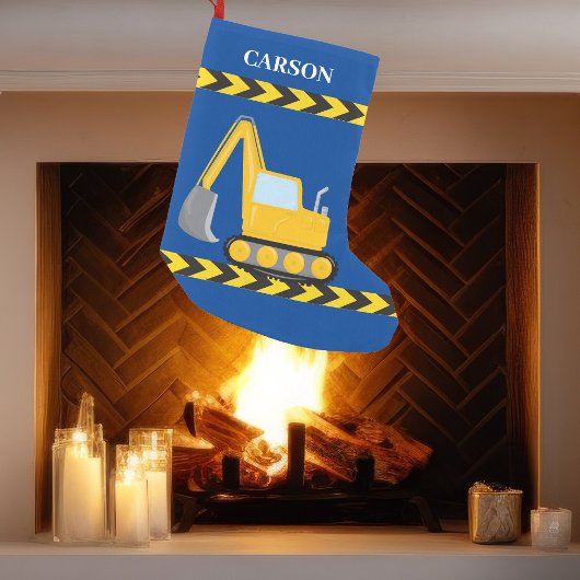 Personalisierte Kinder Baufahrzeug Blaue Boys Kleiner Weihnachtsstrumpf