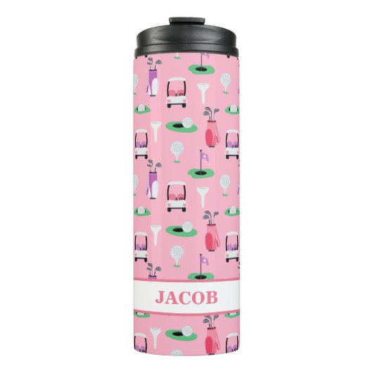 Personalisierte Kinder Golfer Golfcart Golfing Spo Thermosbecher (Vorderseite)