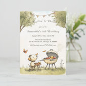 Personalisierte Kinder GRILLEN Geburtstagsvorlage Einladung (Stehend Vorderseite)