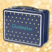 Personalisierte Kinder Name Gold Stars Boys Blue S Metall Brotdose