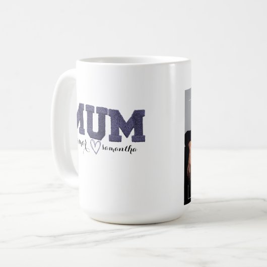 personalisierte Kinder nennen bestickte Mutter Kaffeetasse (Vorderseite Links)