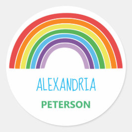 Personalisierte Kinder Regenbogen farbig Runder Aufkleber