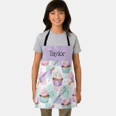 Personalisierte Kinder-Schürze Lavendel-Cupcake Mo Schürze (Insitu)
