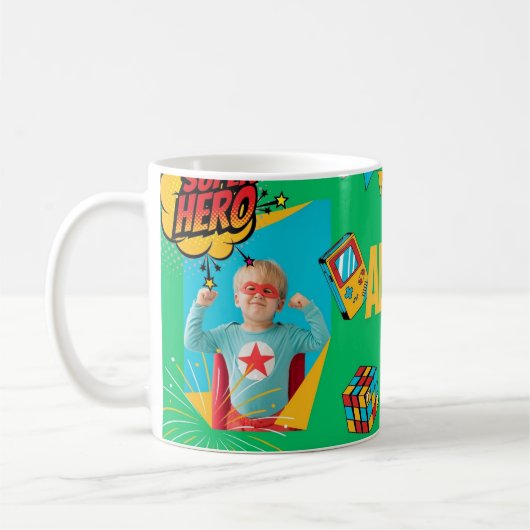 "Personalisierte Kinder Tasse - Design des Superhe (Links)