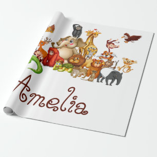 Personalisierte Kinder-Tiere  Geschenkpapier