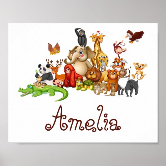 Personalisierte Kinder-Tiere Poster (Vorne)