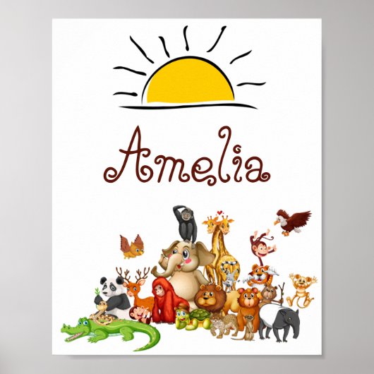 Personalisierte Kinder-Tiere   Poster (Vorne)