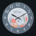 Personalisierte Kinder unter der Acrylmauer Große Wanduhr<br><div class="desc">Diese niedlichen unter Meeresmotiven, personalisiert mit dem Namen Ihrer Kinder. Hier finden Sie eine Unterwasserlandschaft mit Fischen, Seepferd, Krebsen und Pflanze. Ideal für das Kinderzimmer, das Kinder oder die Schule. Der Stil des Schriftartes kann geändert werden, indem Sie nach der Personalisierung auf den entsprechenden Link klicken.</div>