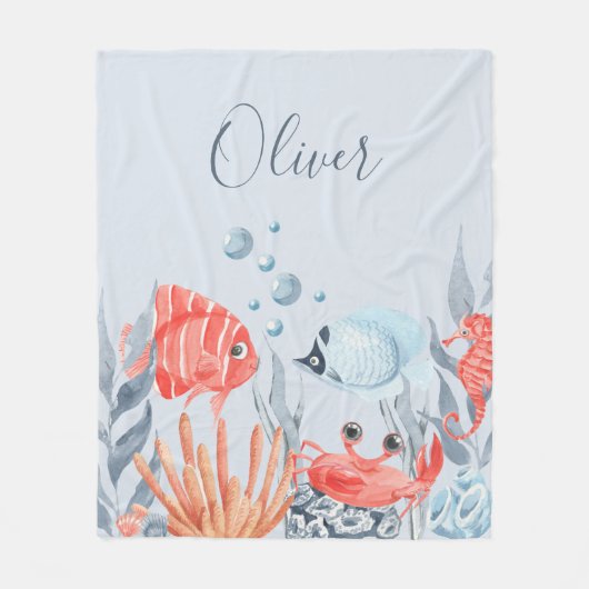 Personalisierte Kinder unter Wasser Fleecedecke (Vorderseite)