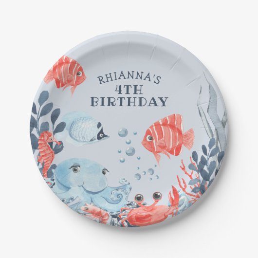 Personalisierte Kinder unter Wasser Pappteller (Vorderseite)