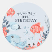 Personalisierte Kinder unter Wasser Runder Aufkleber (Vorderseite)