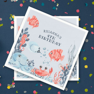 Personalisierte Kinder unter Wasser Serviette