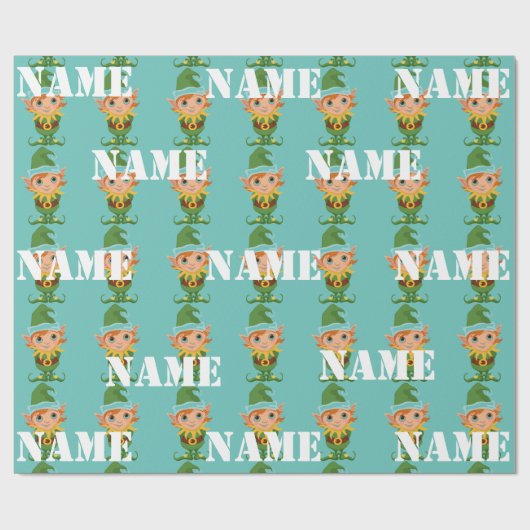 Personalisierte Kinder Weihnachtself Geschenkpapier (Flach)