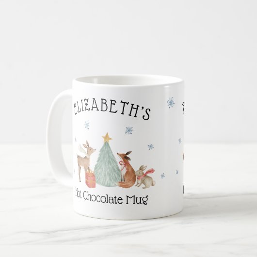 Personalisierte Kinder Weihnachtslebewesen Heiße L Kaffeetasse (Vorderseite Links)