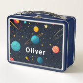 Personalisierte Kinder Weltraumplaneten Metall Brotdose (Vorderseite)