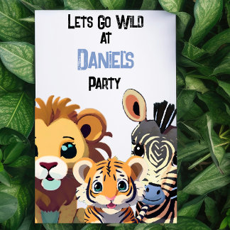 Personalisierte Kinder Wildes tierisches Party Einladung