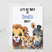Personalisierte Kinder Wildes tierisches Party Einladung (Vorderseite)