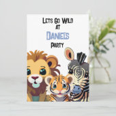 Personalisierte Kinder Wildes tierisches Party Einladung (Stehend Vorderseite)