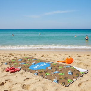 Personalisierte Kinderbaustellenfahrzeuge Strandtuch