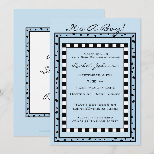 Personalisierte Kinderdusche Einladung (Vorne/Hinten)